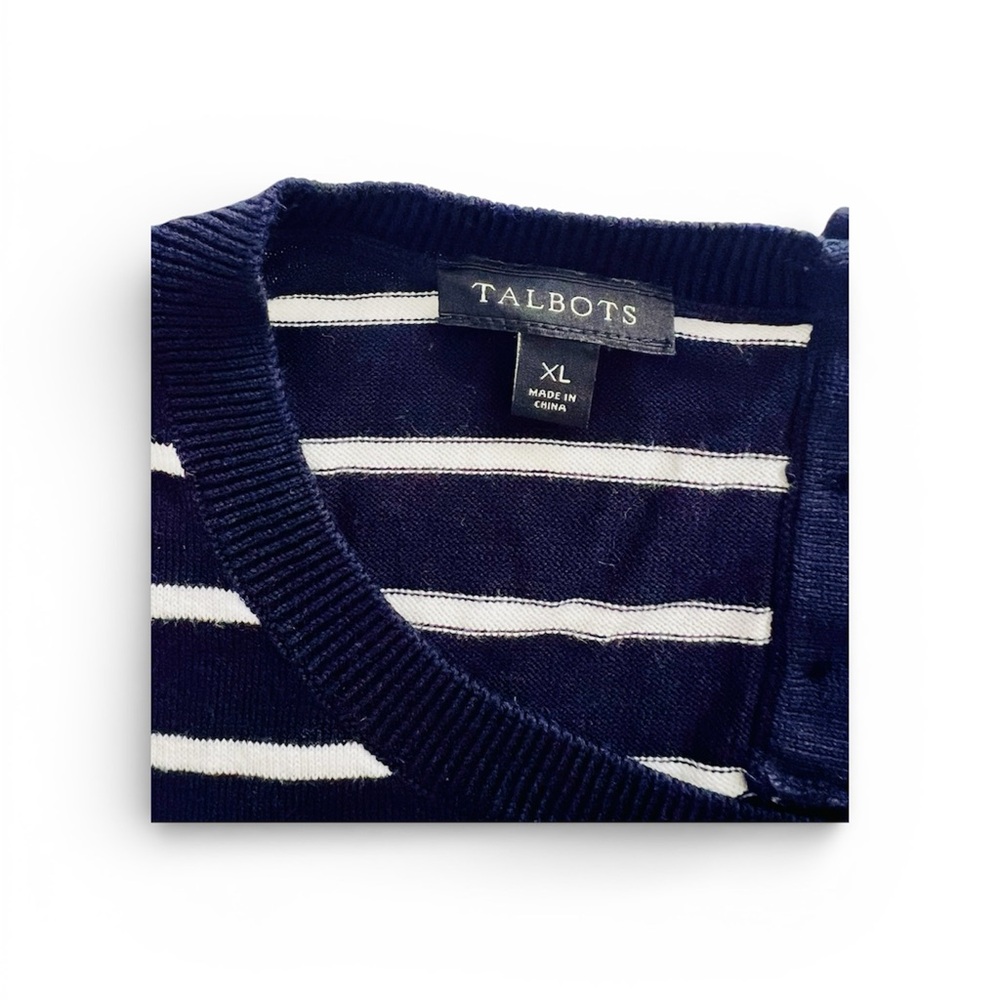 Talbot's Women's Striped Corgi LS Sweater Crewneck | Navy & White | X-Large - Picture 6 of 6